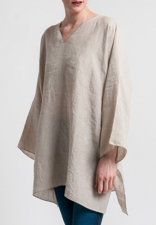 Shi V-Neck Oversize Linen Tunic in Natural | Santa Fe Dry Goods ...