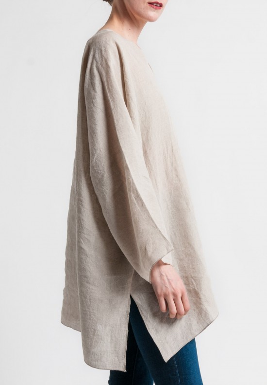 Shi V-Neck Oversize Linen Tunic in Natural | Santa Fe Dry Goods ...