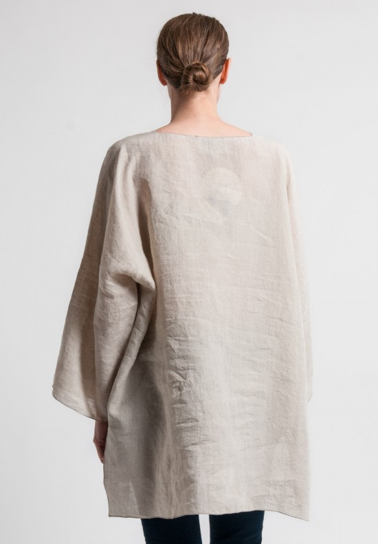 Shi V-Neck Oversize Linen Tunic in Natural	