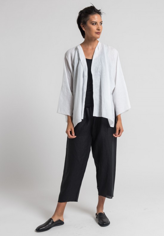 Shi Linen Cropped Pants in Black	