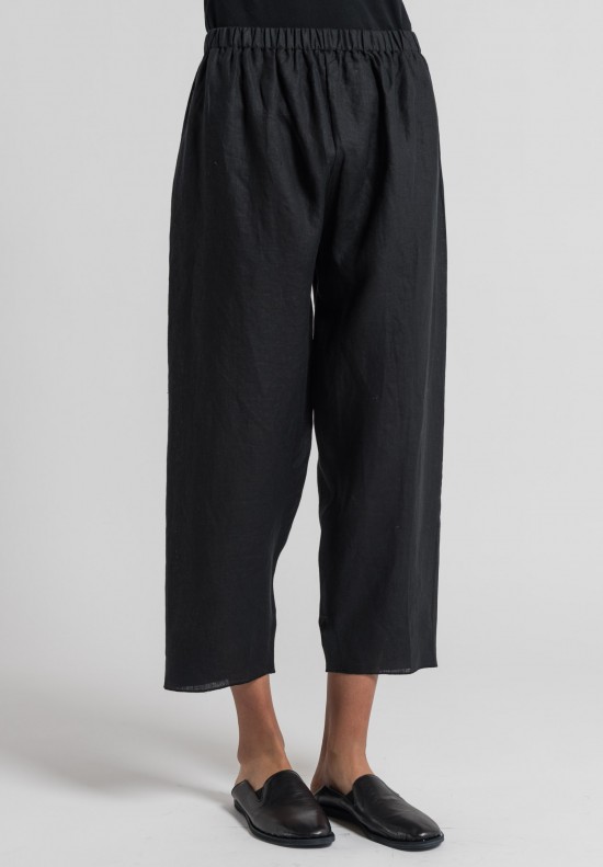 Shi Linen Cropped Pants in Black	