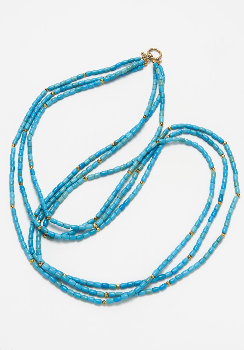 Greig Porter 18K, Kingman Turquoise 3 Strand Necklace