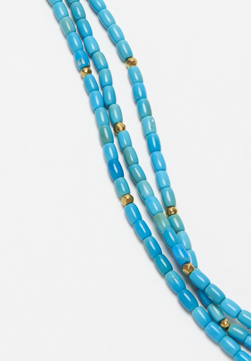 Greig Porter 18K, Kingman Turquoise 3 Strand Necklace