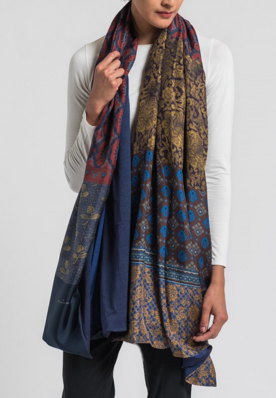 Pierre-Louis Mascia Silk/Cotton Alopol Scarf in Navy/Multi	