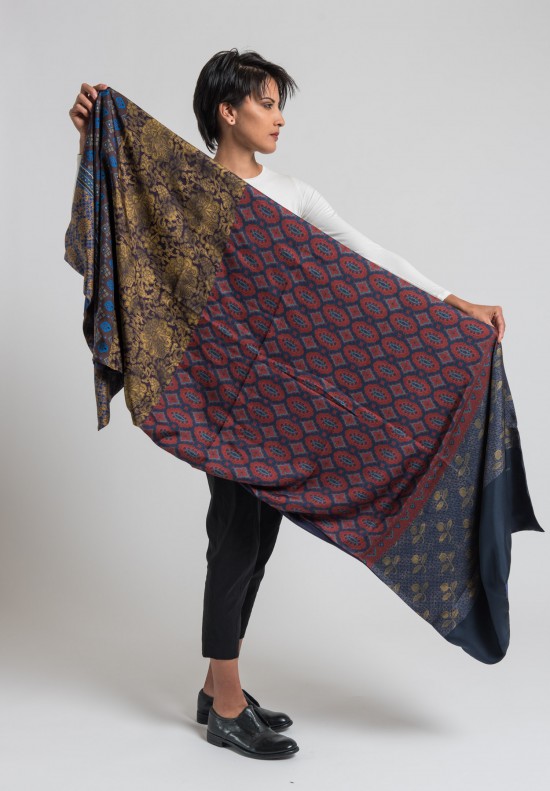 Pierre-Louis Mascia Silk/Cotton Alopol Scarf in Navy/Multi	