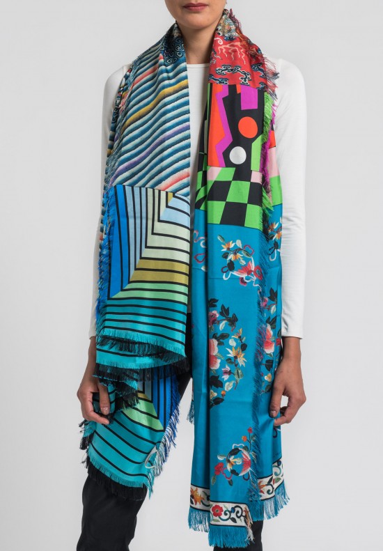 Pierre-Louis Mascia pure Silk scarf wrap 100% authentic 200x35cm Defect#7