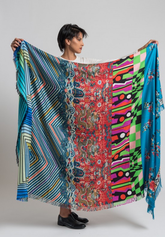 Pierre-Louis Mascia Multi Print Silk Cashmere Blend Scarf