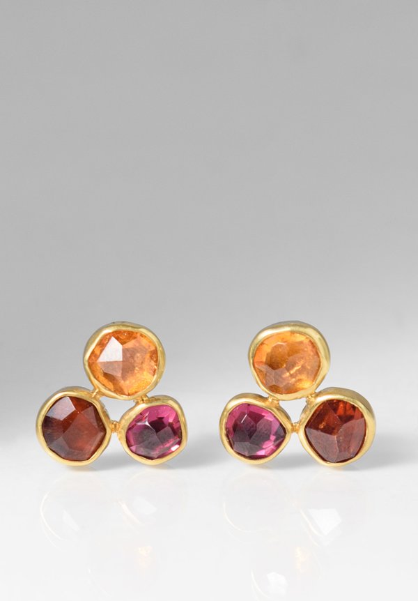 Margoni 18k, Mandarin & Rhodolite Garnet Post Earrings	