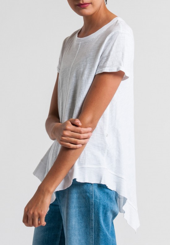 Wilt Short Sleeve Asymmetric V-Hem Tee in White	