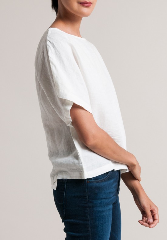 Black Crane Linen Box Top in Eggshell