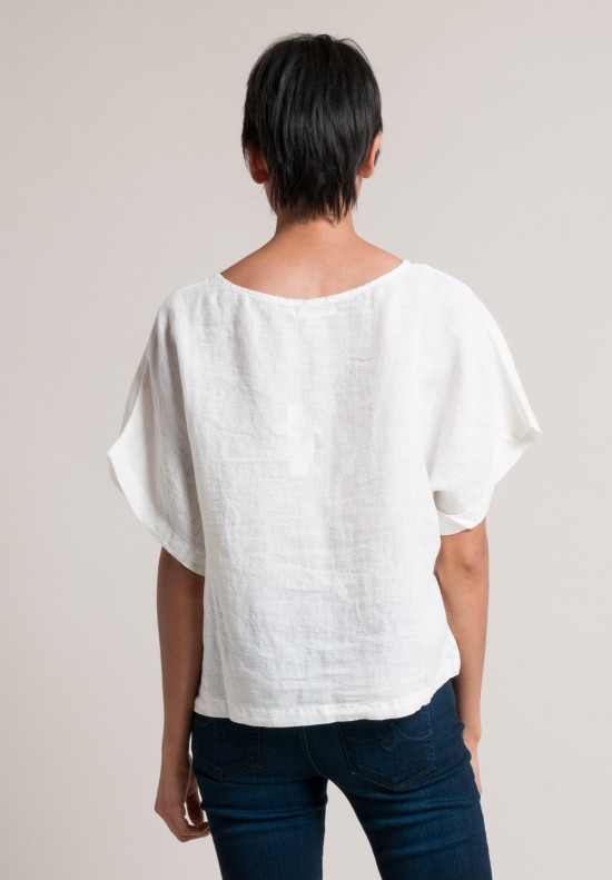 Black Crane Linen Box Top in Eggshell