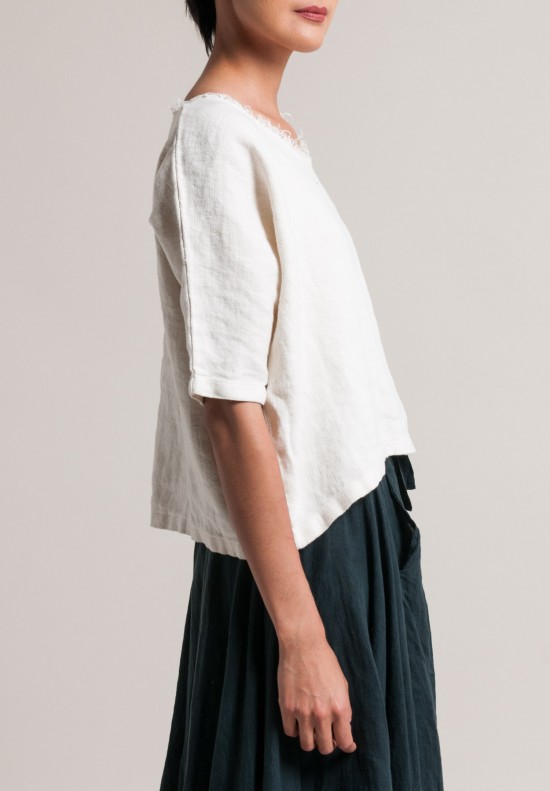 Black Crane Soft Burlap Linen Dolman Top in Oatmeal