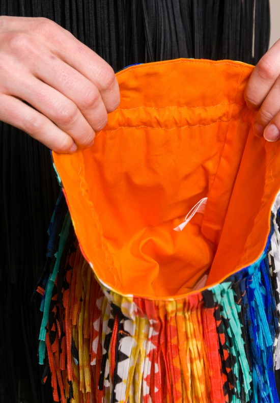 Issey Miyake Pleats Please Fringe Drawstring Bag in Multicolor