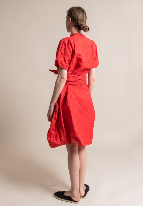 Daniela Gregis Washed Cotton Manichina Dress in Red