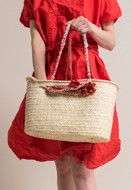Daniela Gregis Handwoven Straw and Crochet Large Greek Basket in Natural