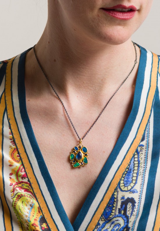 Lika Behar 24K, Diamond, Moonstone, Opal Ocean Necklace