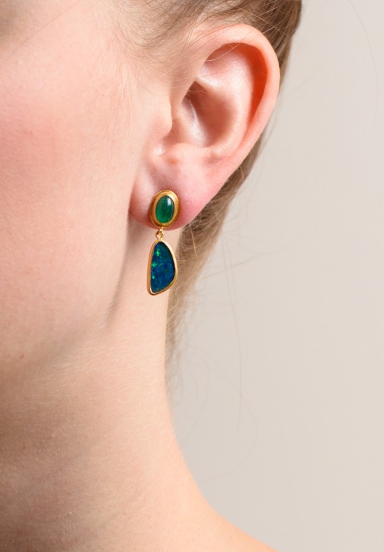 Lika Behar 24K Gold, Emerald, Opal Ocean Earrings