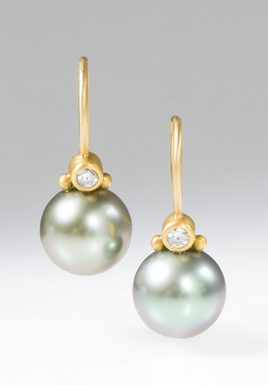 Denise Betesh 18K, Diamond, Tahitian Pearl Earrings | Santa Fe Dry ...