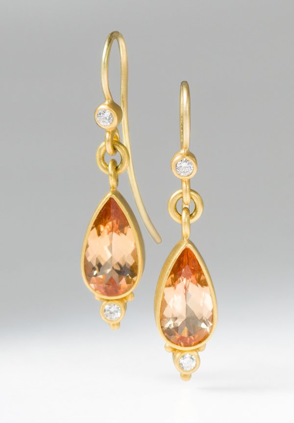 Denise Betesh 22K, Diamond, Imperial Topaz Earrings