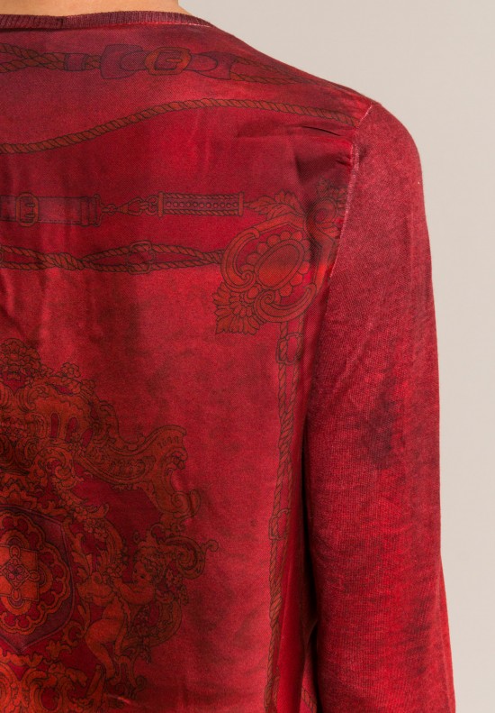 Avant Toi Printed Silk Back Crewneck Sweater in Smalto