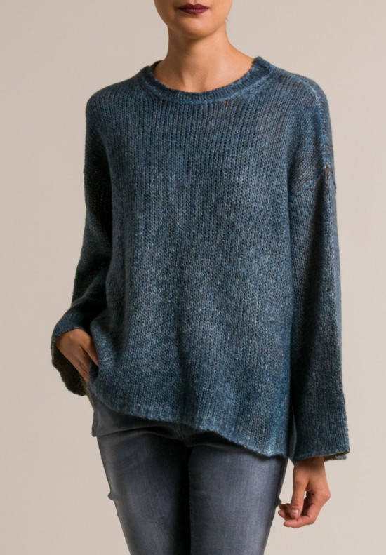 Avant Toi Reversible Oversized Sweater in Blue Brown