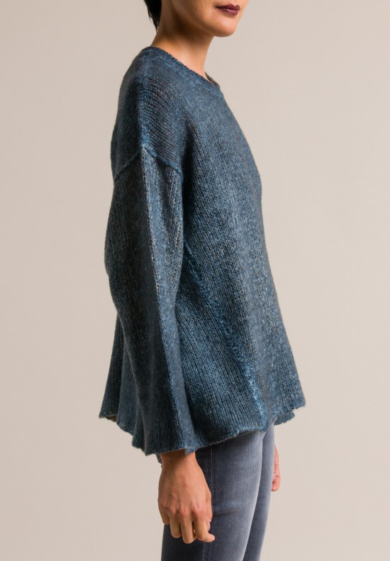 Avant Toi Reversible Oversized Sweater in Blue Brown