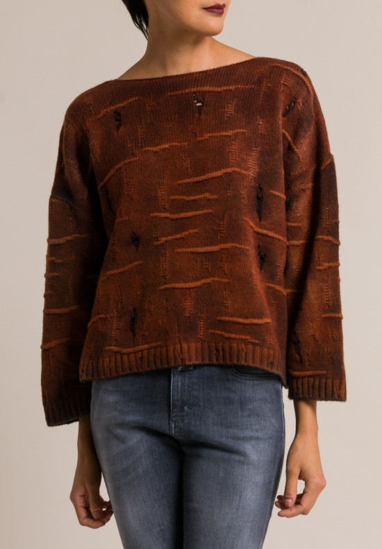Avant Toi Distressed Boxy Sweater in Equator