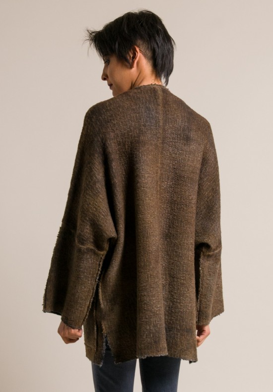 Avant Toi Wool/Cashmere/Cotton Kimono Cardigan in Caramel