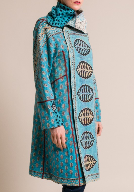 Mieko Mintz 4-Layer A-Line Coat in Turquoise/Natural