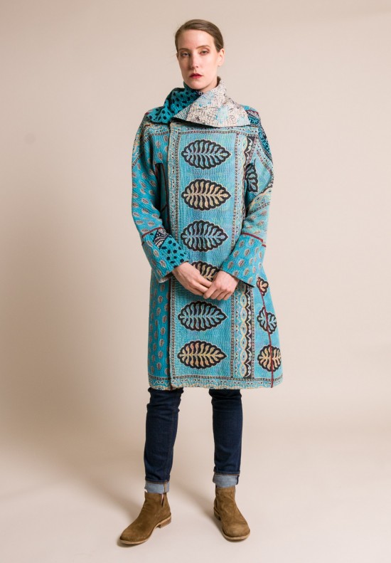Mieko Mintz 4-Layer A-Line Coat in Turquoise/Natural
