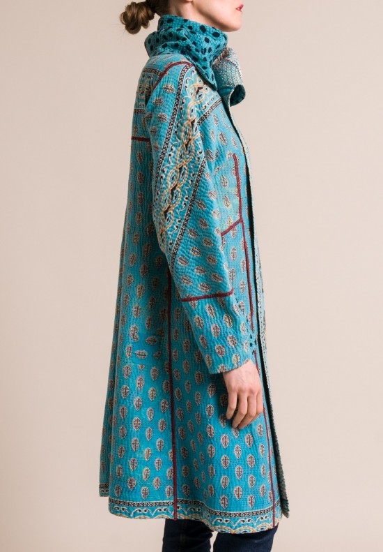 Mieko Mintz 4-Layer A-Line Coat in Turquoise/Natural