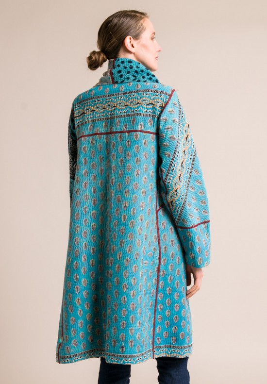 Mieko Mintz 4-Layer A-Line Coat in Turquoise/Natural