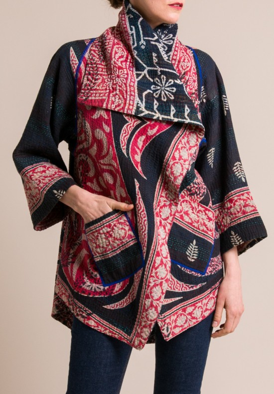 Mieko Mintz 4-Layer Long Circular Jacket in Indigo/Natural