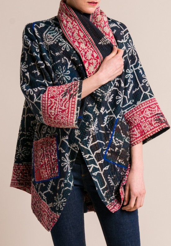 Mieko Mintz 4-Layer Long Circular Jacket in Indigo/Natural