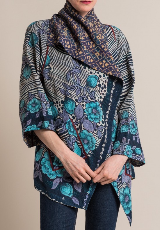 Mieko Mintz 2-Layer Long Circular Jacket in White/Purple