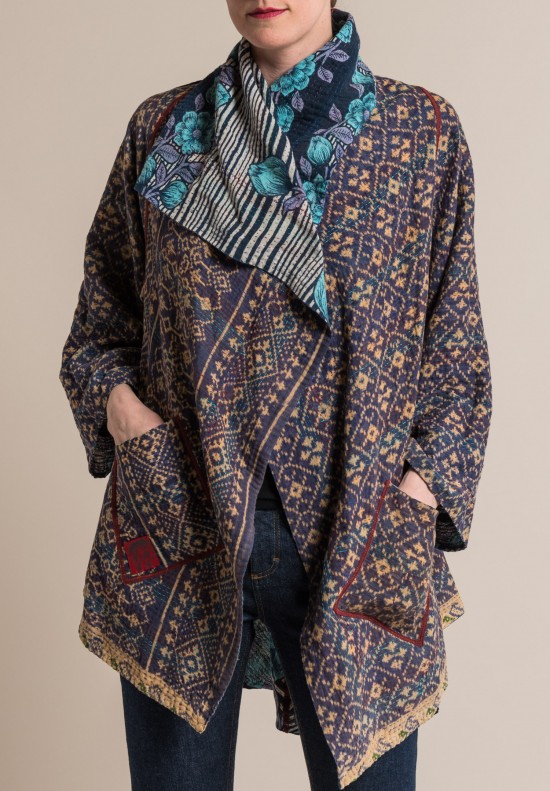 Mieko Mintz 2-Layer Long Circular Jacket in White/Purple