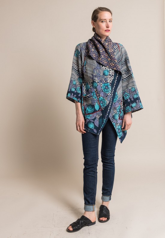 Mieko Mintz 2-Layer Long Circular Jacket in White/Purple