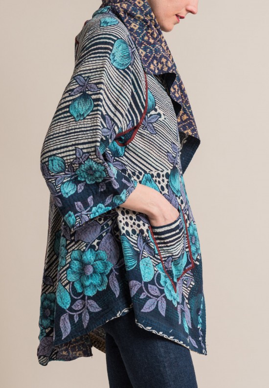 Mieko Mintz 2-Layer Long Circular Jacket in White/Purple