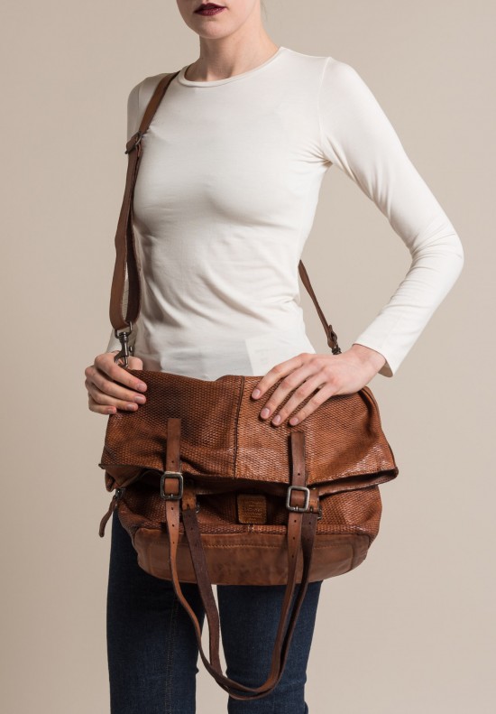 Campomaggi Perforated Leather Extra Large Shopping Tote Cognac	