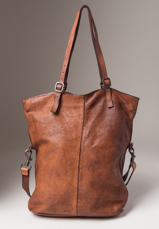 Campomaggi Perforated Leather Extra Large Shopping Tote Cognac	