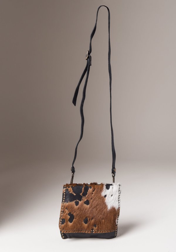 Leather and Cowhide Crossbody Bag in Black