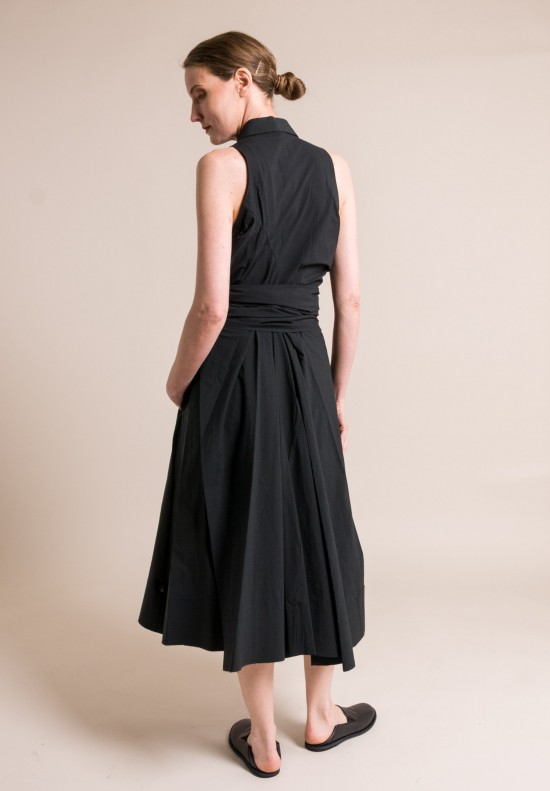 Urban Zen Sleeveless Wrap & Tie Shirt Dress in Black