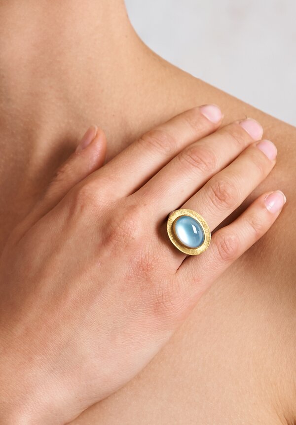 Lika Behar 24K, Oxid. Silver, Topaz and Mother of Pearl Doublet Pompeii Ring