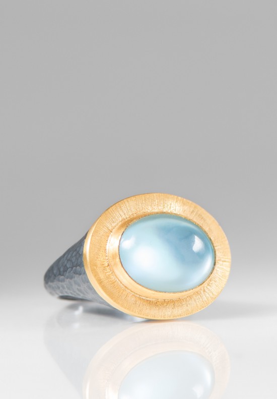 Lika Behar 24K, Oxid. Silver, Topaz and Mother of Pearl Doublet Pompeii Ring