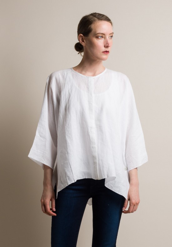 Shi Linen Oversize Shirt Jacket in White