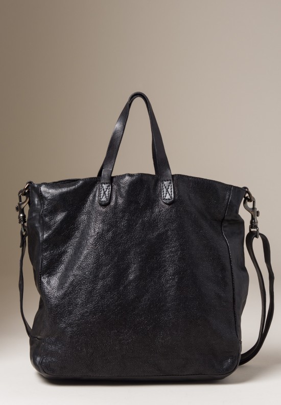 Campomaggi Textured Front Leather Tote Black