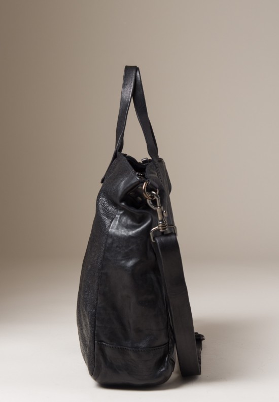 Campomaggi Textured Front Leather Tote Black