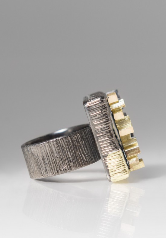 Maria Frantzi 18K, Silver, Black Onyx Druzy, Diamond Ring