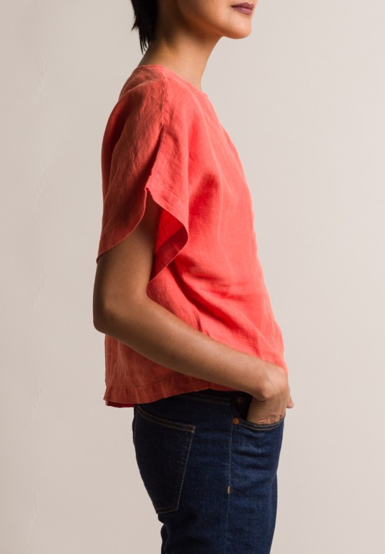 Black Crane Linen Box Top in Paprika