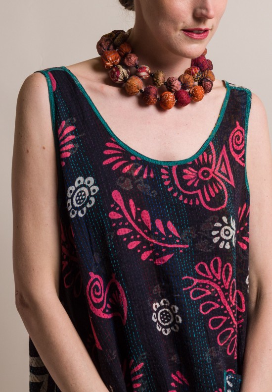 Mieko Mintz Vintage Silk/Cotton Long Necklace in Orange | Santa Fe Dry ...